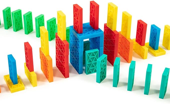 Bulk Dominoes Kinetic Domino Kit | Dominoes Set, STEM STEAM Small Toys, Family Games for Kids, Kids Toys and Games, Building, Toppling, Chain Reaction Sets (225pc)