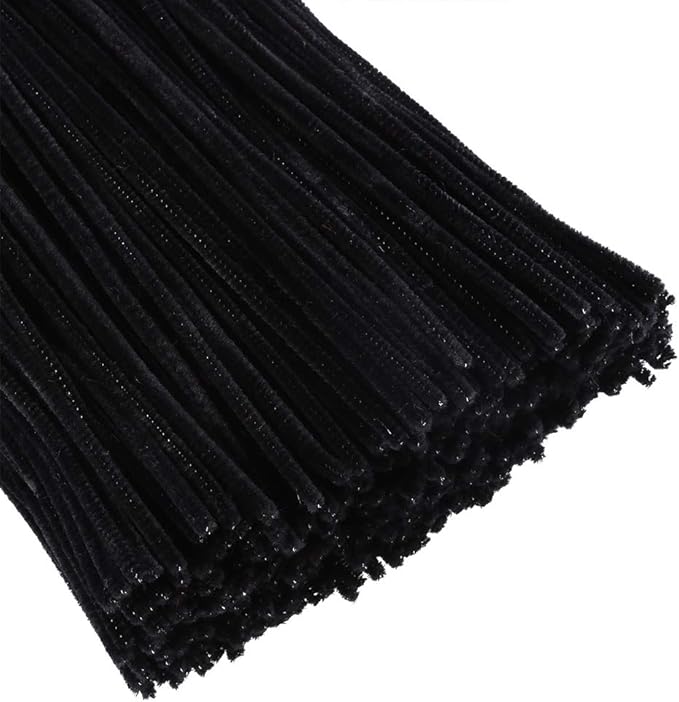 Caydo 400 Pieces Black Pipe Cleaners Craft Chenille Stems for Kids DIY Art and Craft Projects Halloween Decorations, 6mm x 12inch
