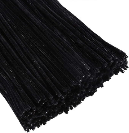 Caydo 400 Pieces Black Pipe Cleaners Craft Chenille Stems for Kids DIY Art and Craft Projects Halloween Decorations, 6mm x 12inch