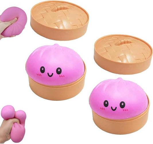 Glitter Dumpling, NEW Glitter Dumpling Squishy Box, Dumplings Squishy, Anxiety Relief Fidget, Soft Squeeze Decompression Dough (2PCS Pink)
