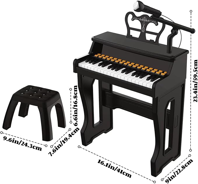 Pianos for Kids Ages 3-7, 37 Keys Toddler Piano with Microphone and Piano Stickers, Music Keyboard Toy for Beginners Boys Girls Christmas Birthday Gift