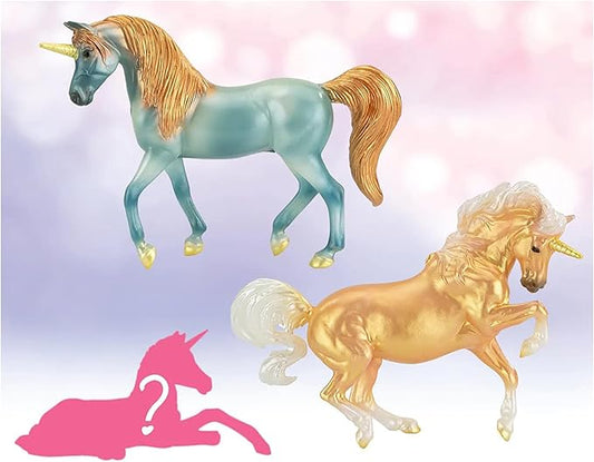 Breyer Horses Stablemates Mystery Unicorn Foal Surprise | Open and Find The Surprise Foal | 3 Unicorn Set | Horse Toy | Horse Figurines | 3.75" x 2.5" | 1:32 Scale | Model #6121