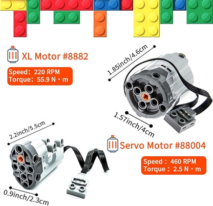 39-in-1 Motor Kit Compatible with Lego Technic: Motor*4,Battery Box*2,2.4G Receiver,IR Speed Remote Control,Control Switch & Extension Wire & LED Light Wire,with Building Block Tool Kit