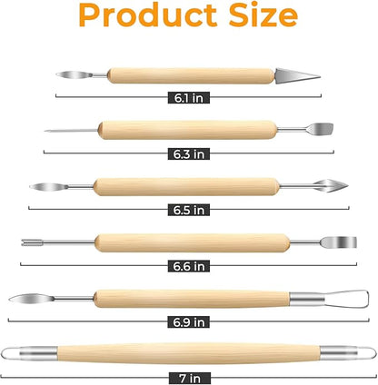 Jetmore 6 Pack Clay Tools Kit, Pottery Tools & Sculpting Tools, Polymer Modeling Clay Cutters Sculpture Set for Carving, Ceramics, Molding, DIY