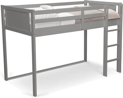 Delta Children Twin Loft Bed with Guardrail and Ladder (Coordinates with Batman, Spider-Man & Harry Potter Tents Sold Separately), Grey