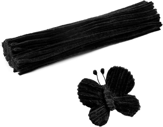60 Pieces Black Pipe Cleaners,Pipe Cleaners Chenille Stem,Art Pipe Cleaners for Creative Home Decoration Supplies, Arts and Crafts Project,Christmas Valentine's Craft Pipe Cleaners