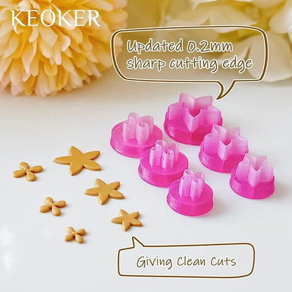 KEOKER Spring Clay Cutters, Spring Polymer Clay Cutters Flowers, Small Flower Clay Cutter, 12 Shapes Floral Polymer Clay Cutters for Earrings, Flower Clay Cutters for Polymer Clay Jewelry
