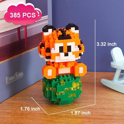 12 Mini Animals Building Blocks Sets Building Block Party Favor for Kids Small Zodiac Animals Pets Horse Dog Monkey Tiger Rabbit Dragon STEM Educational Toys for Boys Girls（Tiger）