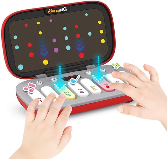 Kids Mini Piano Toy, BPA-Free Light Up Keyboard, Portable Travel Learning Toys for Toddlers, Music Interactive Birthday Gift for 3 4 5 6 Year Old Boys Girls Children (Red)