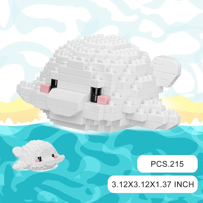 Marine Animals Building Blocks Sets Mini Building Blocks Ocean Animal Sea Creatures Building Blocks Set Mini Building Blocks Toys STEM Gifts for Kids Adult(White Whale)
