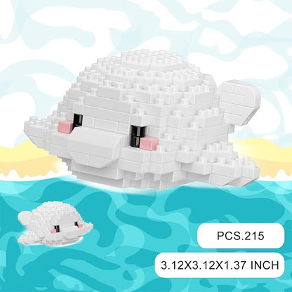 Marine Animals Building Blocks Sets Mini Building Blocks Ocean Animal Sea Creatures Building Blocks Set Mini Building Blocks Toys STEM Gifts for Kids Adult(White Whale)