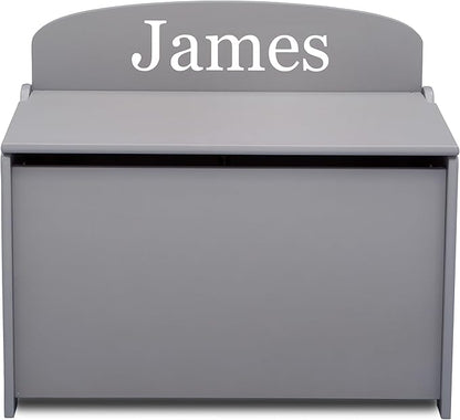 Delta Children Personalized MySize Deluxe Toy Box, Grey