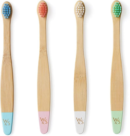 Wild & Stone Organic Baby Bamboo Toothbrushes | 4 Pack | Soft Bristles | 100% Compostable Handle | BPA Free | Vegan Baby Toothbrushes (Multicolour)