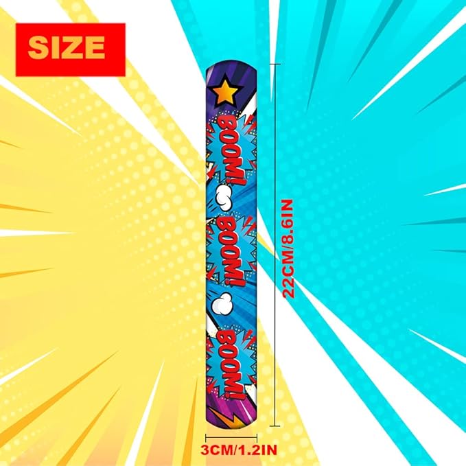 48PCS Super Hero Party Favors Slap Bracelets, Super Hero Wristbands Bracelets Goodie Bag Fillers for Super Hero Birthday Decorations Supplies for Kids