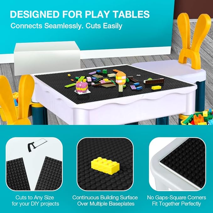 Lekebaby Classic Baseplates Building Base for Building Bricks 100% Compatible with Major Brands-Baseplate 10" x 10", Pack of 6 (Black)