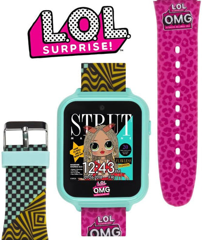 LOL Surprise OMG Kids Interactive Smart Watch with Camera, Games, Voice Recorder, Step Counter, 10 Stylish Watch Faces, Alarm, Timer, and Calculator - Trendy Fun Watch for Kids