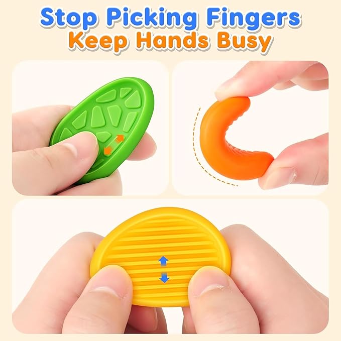 Fidget Toys Sensory Stone for Kids,Textured Fidget Toys Bracelet Textured Soft Worry Stone for Autism Kids Calming,Fidget Stress Toys for Students Anxiety Relief,Small Prizes Fidget Toys (6+1PCS)