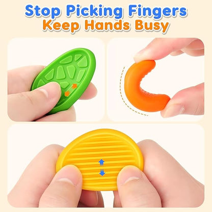 Fidget Toys Sensory Stone for Kids,Textured Fidget Toys Bracelet Textured Soft Worry Stone for Autism Kids Calming,Fidget Stress Toys for Students Anxiety Relief,Small Prizes Fidget Toys (6+1PCS)