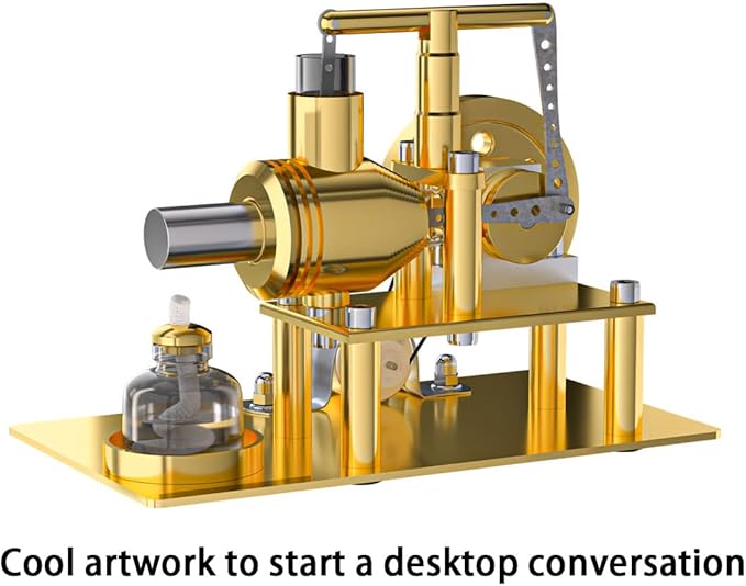 Full Metal Stirling Engine Model Kit, DIY Metal Balance Hot Air Stirling Engine Generator Model with Lights, Science Experiment Kits for Adults and Teens