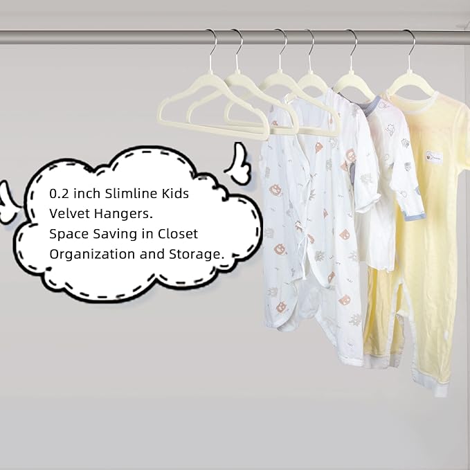 GoodtoU Kids Velvet Hangers,30 Pack Baby Hangers for Closet Non Slip Velvet Clothes Hangers Coat Hangers for Toddler Children Infant Hanger (Ivory 30Pack)