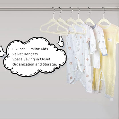 GoodtoU Kids Velvet Hangers,30 Pack Baby Hangers for Closet Non Slip Velvet Clothes Hangers Coat Hangers for Toddler Children Infant Hanger (Ivory 30Pack)