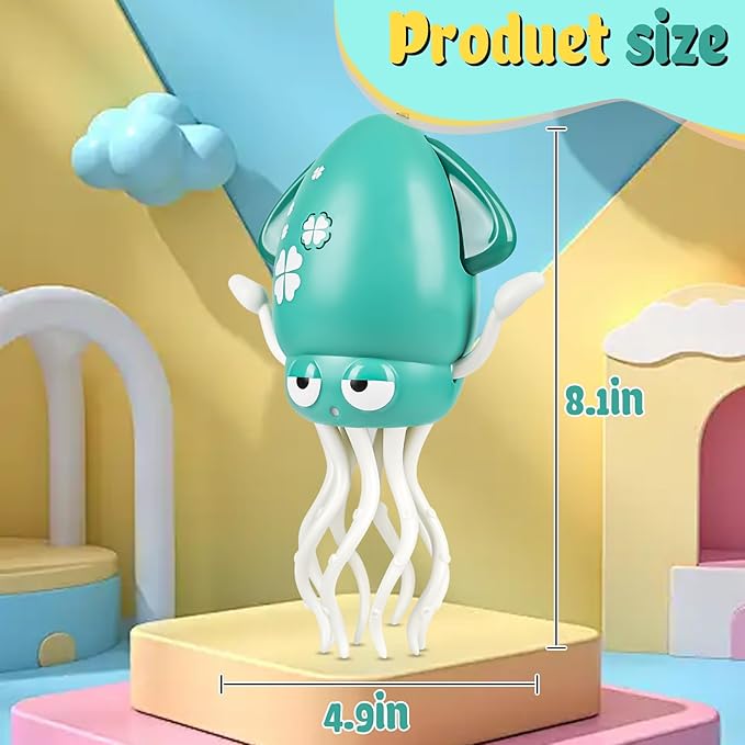 Dancing Octopus Baby Toy, Music & Interactive Sensory Toys for 3 6 9 12 Month & 1 2 3 Year Old Boy Girl, Crawling Dancing Squid Toy for Baby Sensory Toy, Birthday Gift & Christmas Stocking Stuffers