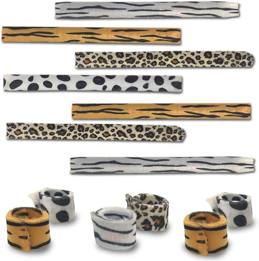 ArtCreativity Animal Print Slap Bracelets for Kids, Set of 8, Assorted Slap Bands with Zebra, Cheetah, Tiger, and Cow Prints, Zoo, Safari, and Animal Birthday Party Favors and Goodie Bag Fillers