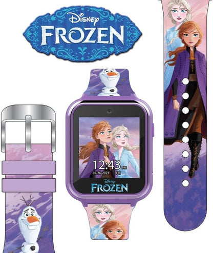 Accutime Kids Disney Frozen Anna Elsa Purple Educational Touchscreen Smart Watch Toy for Girls, Boys, Toddlers - Selfie Cam, Learning Games, Alarm, Calculator, Pedometer & More (Model: FZN4672AZ)
