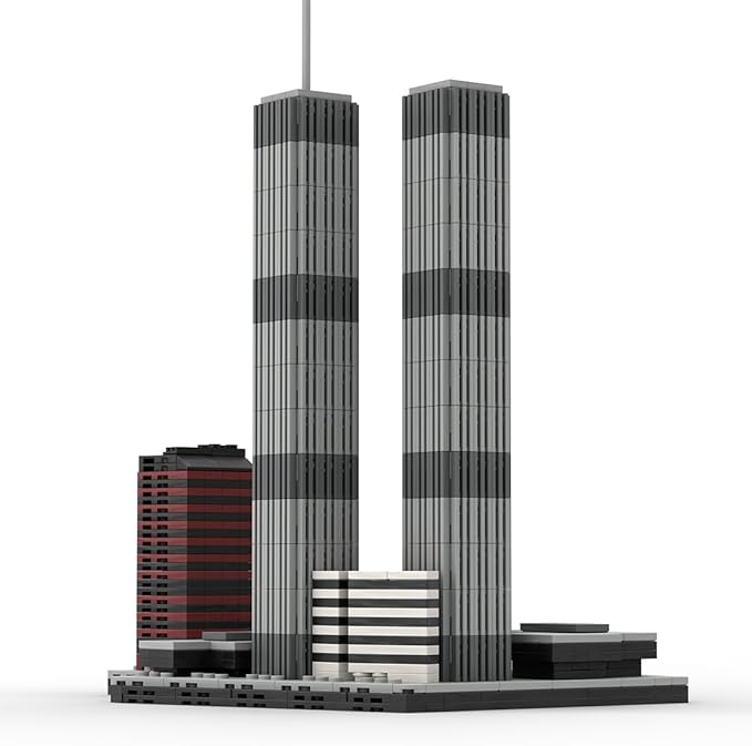 NY World Trade Center Modular Building Blocks Set, 1/2000 World Famous Architecture Landmark New York City Skyline Collection Model for Adult, Designed by bru_bri_mocs, 982 PCS