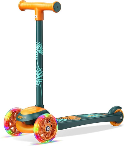 3 Wheel Scooter for Kids, Smooth Light Up LED Front Wheels, Wide Anti Slip Deck, Rear Foot Brake, Easy Lean to Steer Maneuvering, Indoor & Outdoor Ride On Toys for Ages 2 Up,