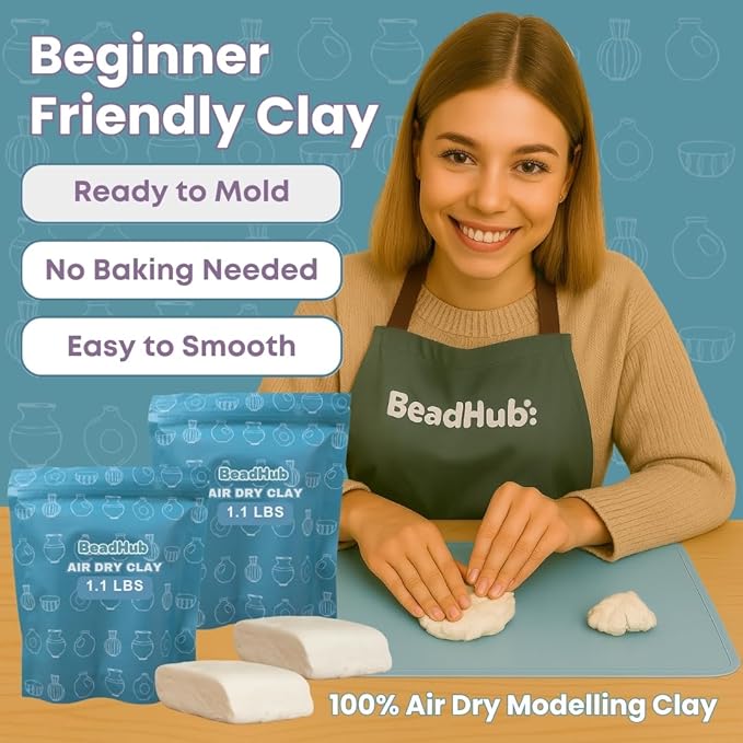 Pottery Kit for Beginners 2.2Lbs Air Dry Clay for Adults with Sculpting Tools, Paint, Glaze, Air-Dry Modeling Clay Molding, Sculpt & Painting Set, Hobby Date Night DIY Art Craft Kits -Standard (White)