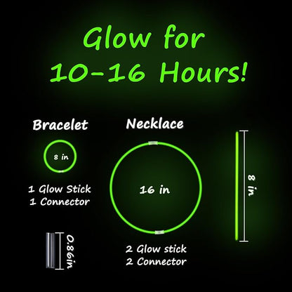 75 Glow Sticks Bracelets and Necklaces, 8'' Glowsticks Bulk Pack Bright Glow in the Dark Party Supplies for Kids (Green)