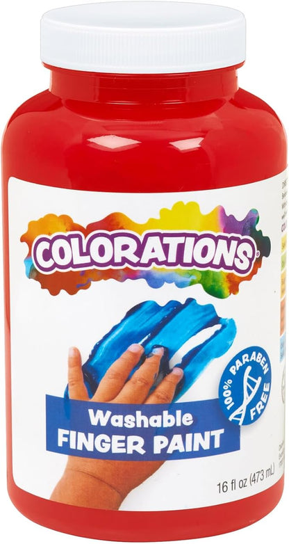 Colorations CWFRE Washable Finger Paints, Red, Non-Toxic, Creamy, Vibrant, Kids Paint, Craft, Hobby, Fun, Art Supplies, Young Kids, Finger Painting, Hand Painting, 16 oz.