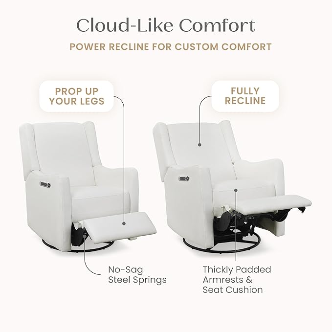 Delta Children Mercer Electronic Power Recliner and Swivel Glider with USB and Type-C Ports in LiveSmart Performance Fabric - Water Repellent & Stain Resistant, Pearl