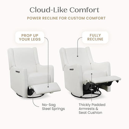 Delta Children Mercer Electronic Power Recliner and Swivel Glider with USB and Type-C Ports in LiveSmart Performance Fabric - Water Repellent & Stain Resistant, Pearl