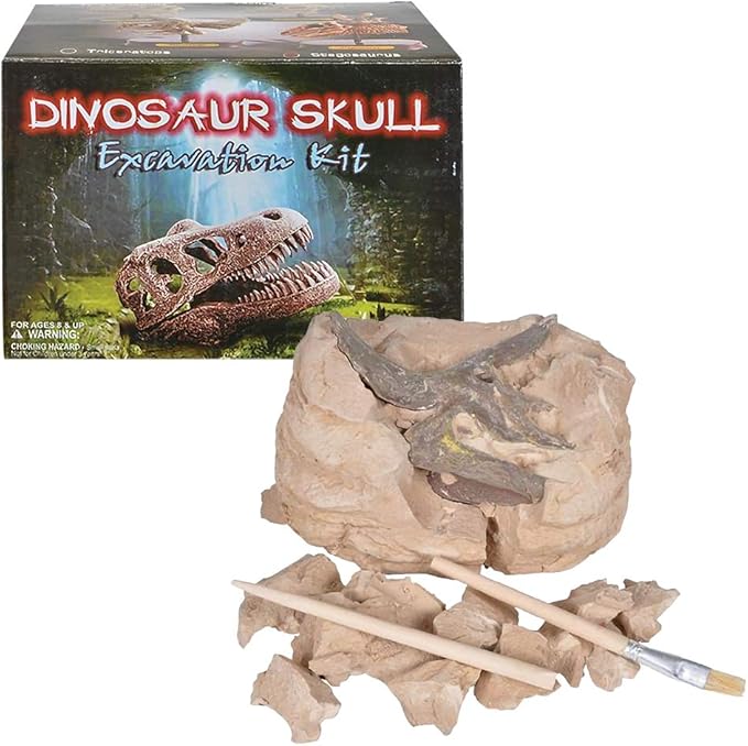ArtCreativity Dinosaur Excavation Kit for Kids, 5.5” Triceratops Skull Excavating Set with Fossil Digging Tools and Stand, Fun Science Activity Toy, Educational Dinosaur Gift for Boys and Girls