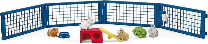 Schleich Farm World, Animal Toys for Kids, Rabbit and Guinea Pig Toy Set with Hutch 14-Piece Set, Ages 3+