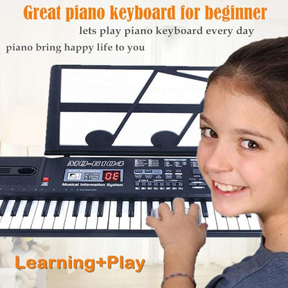 Semart piano keyboard for kids 61 key electric digital music keyboard for beginner portable piano w/LCD display microphone USB cable