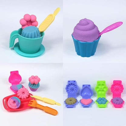 FYZ Brothers Play Sand Kit, Ice Cream Sand Toys, 3lbs Color Sand, 25Pcs Sandbox Sand Kit Beach Toys for Girls Boys - Kitchen Molds Tools Toys
