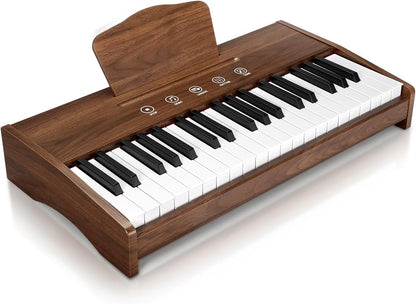 Kids Piano Keyboard, 37 Keys Digital Piano for Kids, Touch Button, Music Educational Instrument Toy, Wood Toy for 3+ Girls and Boys(Dark Brown)