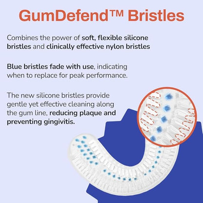 autobrush U Shaped Kids Manual Toothbrush- 360° Design for Upto 5.1X Better Cleaning with Unique Nylon Bristles, Comfort Grip Handle, Waterproof Design, Ages 3-5, Butterfly (Double-Sided)