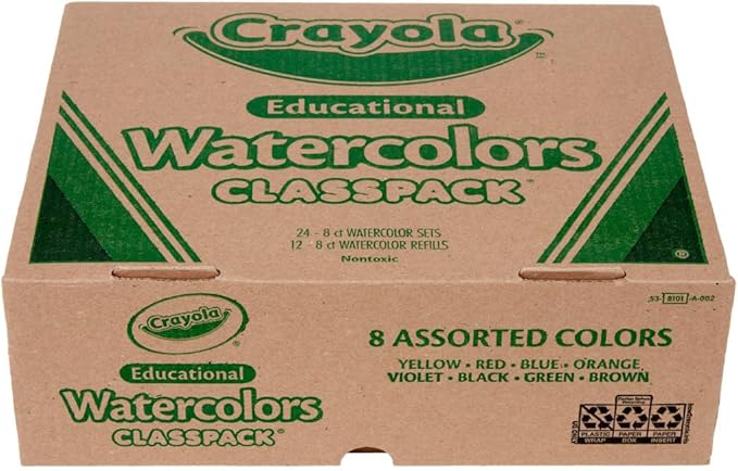 Crayola Watercolors Classpack, Bulk Paint Set For Kids, 24 Trays & 12 Refills, School Supplies