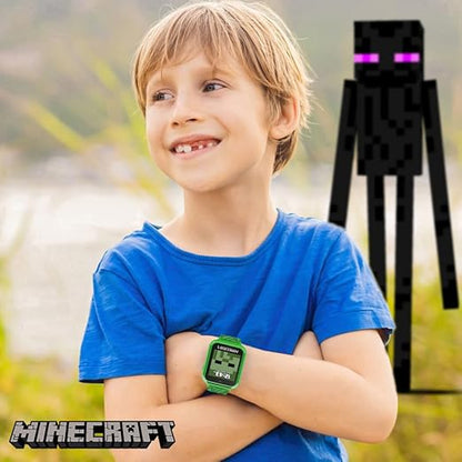 Accutime Microsoft Minecraft Green Educational Learning Touchscreen Smart Watch Toy for Boys, Girls, Toddlers - Selfie Cam, Learning Games, Alarm, Calculator, Step Tracker & more! (Model: MIN4045AZ)