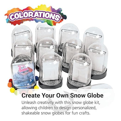Colorations Create Your Own Snow Globe Kids Craft Kit, Set of 12, Create a Keepsake, Ideal Mothers Day or Fathers Day Gift, Birthday or Holiday, Can Be Personalized & Individually Designed