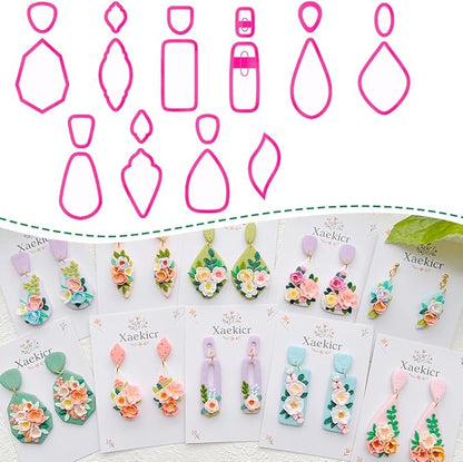 Spring Floral Polymer Clay Cutters Set – Teardrop & Geometric Clay Cutters, Polymer Clay Molds for Clay Earring Cutters, Clay Tools