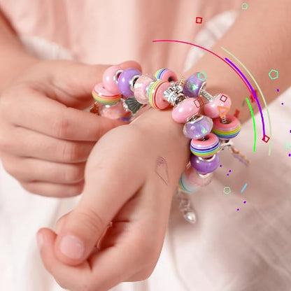 Kids Toys Bracelet Making Kit, Kid Make Up Kits for Kid Age 4-12 Jewelry Beads Toy Set, Preschool Toddler Girls Makeup Charms Set, Arts and Crafts for 4 5 6 7 8 9 10 11 12 Years Old Girl Birthday Gift