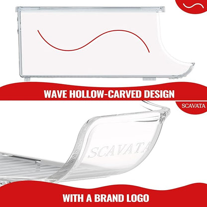 SCAVATA 4 Pack Stackable Refrigerator Organizer, Soda Can Dispenser Pop Cans Container Beverage Holder with Lid for Fridge, Freezer, Kitchen, Clear Plastic Storage Bins-Holds 10 Cans Each