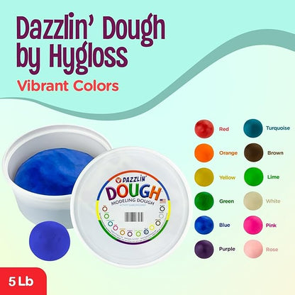 Hygloss Dough - Bulk 6-Color Assortment - Safe & Non-Toxic Modelling Dough for Arts & Crafts, Learn- 6 Colors, 5 Lb. Each