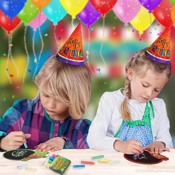 ArtCreativity Safari Animal Chalkboard Sets - Pack of 12-1 Colorful Animal Chalk Board + 4 Colorful Chalks - Small Chalkboards - Assorted Colors - Great Party Favor - Amazing Gift Idea for Kids