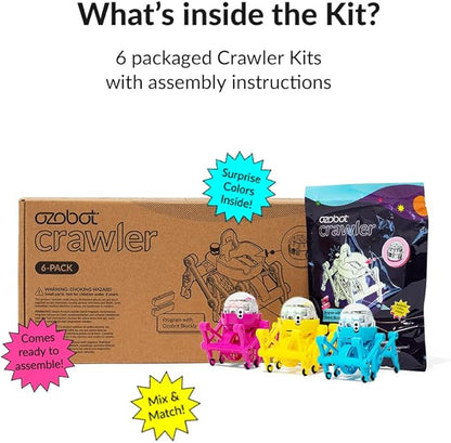 Crawler for Evo Robot - Interactive Programming Accessory, Enhances STEM Education, Develops Critical Thinking, Ideal for Kids Ages 8-13, Surprise Colors, 6 Kits, Evo Required Not Included